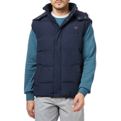 Crew Clothing Navy Padded Cotton Blend Gilet 