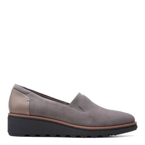 Clarks Grey Suede Sharon Dolly Slip Ons