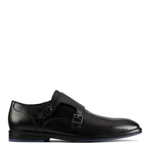 Clarks Black Leather Citi stride Monk Shoes