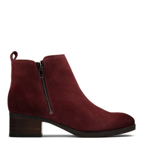 Clarks Burgundy Suede Mila Sky Ankle Boots