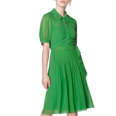 L K Bennett Bright Green Eloise Silk Dress