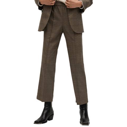 Mango Taupe Check Suit Trousers