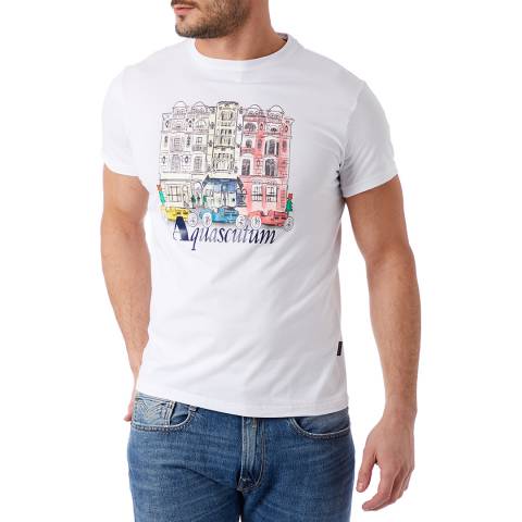 Aquascutum White Terrace Logo Cotton T-Shirt