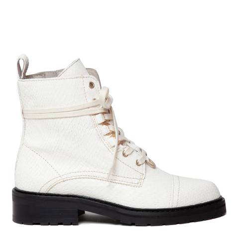 AllSaints White Leather Croc Effect Lira Ankle Boots