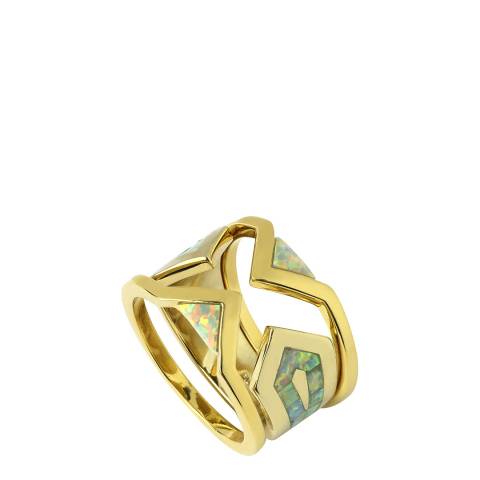 nOir 14K Gold Opal Interlocking Ring