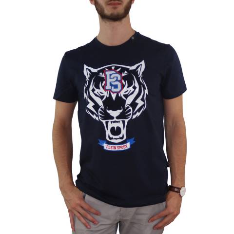 Philipp Plein Navy Large Tiger Print T-Shirt