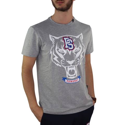 Philipp Plein Grey Large Tiger Print T-Shirt