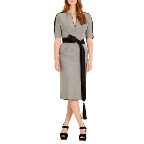 Amanda Wakeley Black/Navy Herringbone Wool Dress