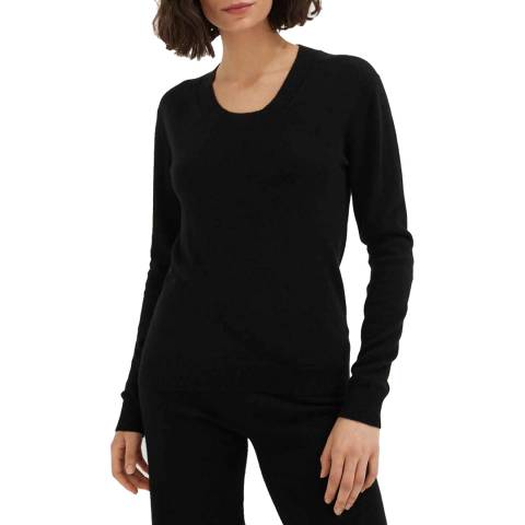Chinti and Parker Black Scoop Neck Cashmere Jumper