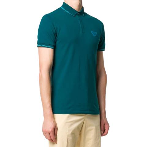Emporio Armani Green Cotton Blend Polo Shirt