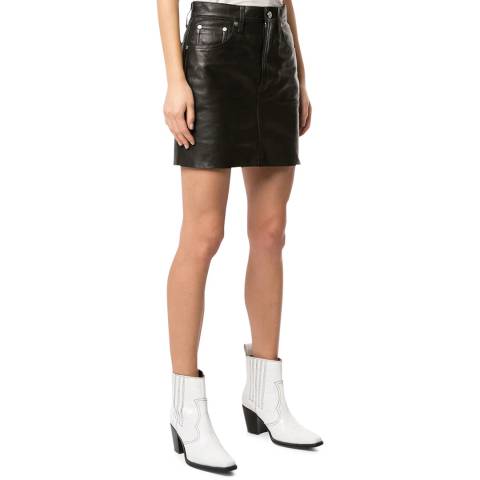 HELMUT LANG Deep Ink Hi Mini Leather Skirt