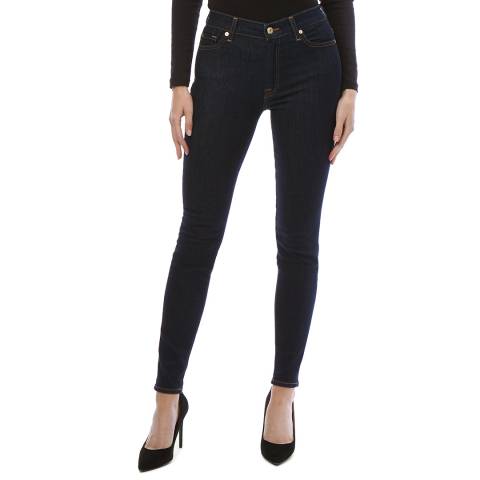 7 For All Mankind Dark Blue High Rise Skinny Stretch Jeans