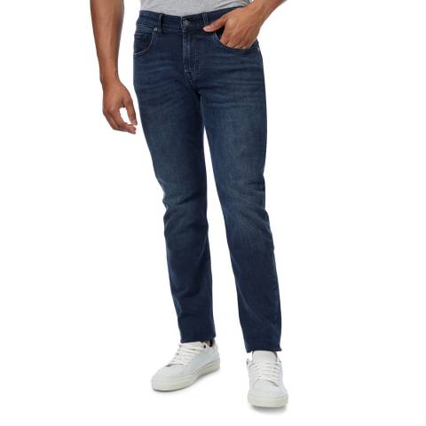 7 For All Mankind Dark Blue Slimmy Tapered Stretch Jeans