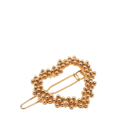 WHISTLES Gold Seed Bead Cluster Heart Clip