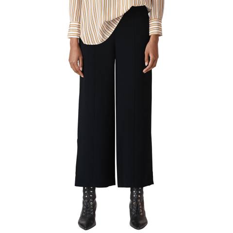 WHISTLES Black Flat Front Crop Trousers