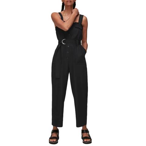 WHISTLES Black Frill Utility Belted Jumpsuit