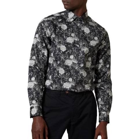 Ted Baker Black Stylo Floral Cotton Shirt 