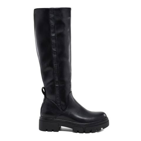 Replay Black Leather Knee High Boots