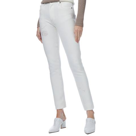 Missoni White Distressed Slim Fit Cotton Jeans