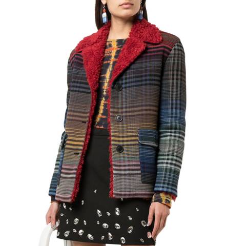 Missoni Red Check Reversible Wool Blend Jacket