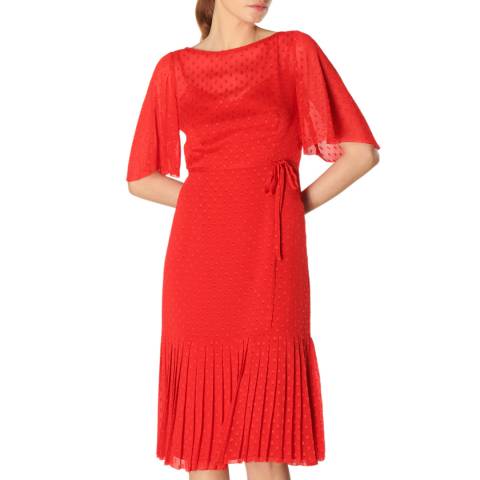 L K Bennett Red Boe Pleated Hem Dress