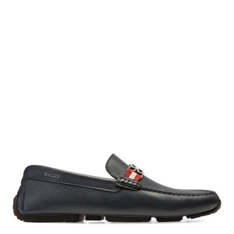 BALLY Wide Fit Navy Leather Pisan Driving Shoes