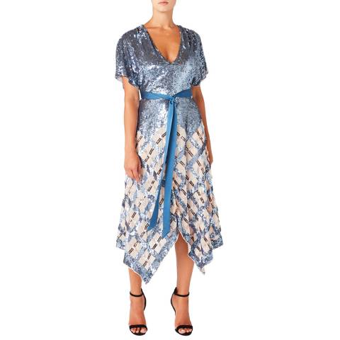 Temperley London Blue Akiko Sequin Midi Dress