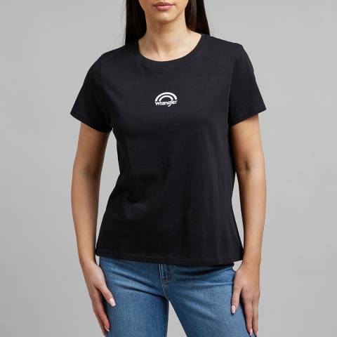 Wrangler Black Printed Cotton T-Shirt 