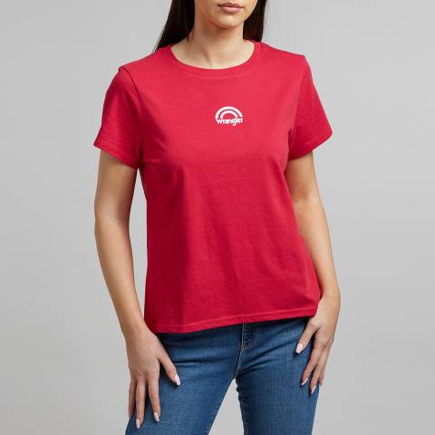 Wrangler Red Printed Cotton T-Shirt 