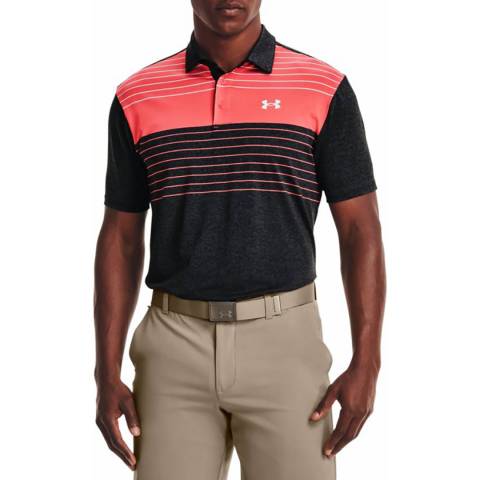 Under Armour Black/Red Striped Polo Shirt 