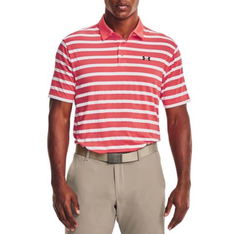 Under Armour Red/White Striped Polo Shirt