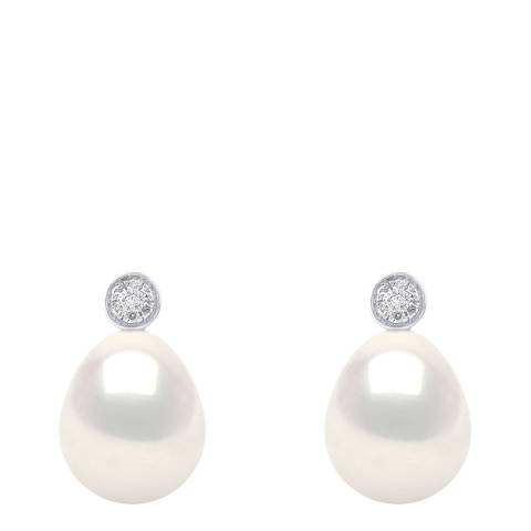 Atelier Pearls White Freshwater Pearl Diamond Stud Earrings