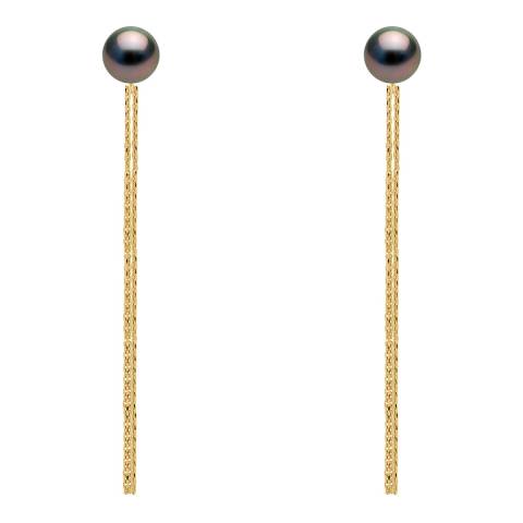 Atelier Pearls Tahiti Gold Freshwater Pearl Diamond Long Earrings