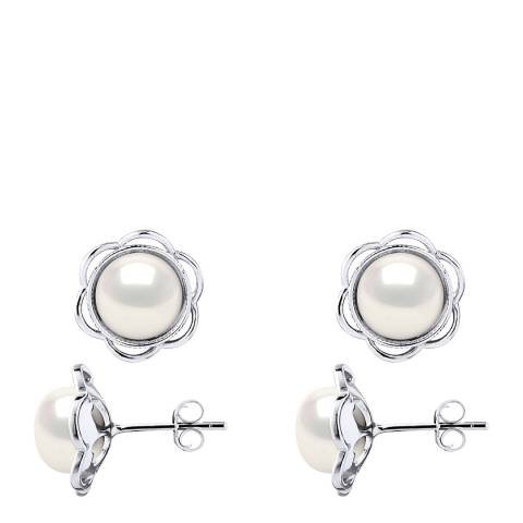 Atelier Pearls White Freshwater Pearl Flower Stud Earrings