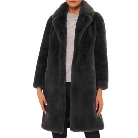 Hobbs London Charcoal Georgia Faux Fur Coat