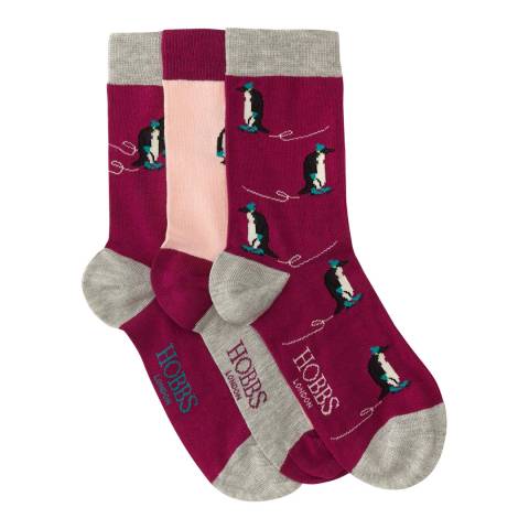 Hobbs London Pink Penguin Cotton Blend Sock Set