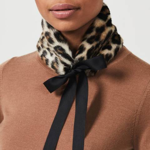 Hobbs London Leopard Wren Faux Fur Collar