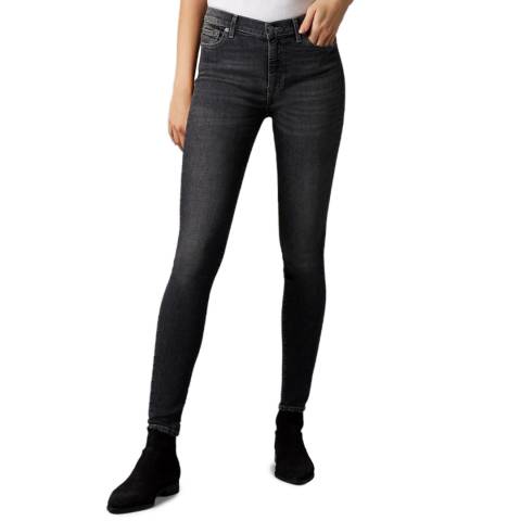 7 For All Mankind Washed Black High Rise Skinny Stretch Jeans