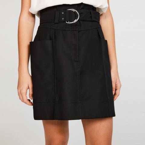 Claudie Pierlot Black Cotton Blend Savana Woven Skirt 
