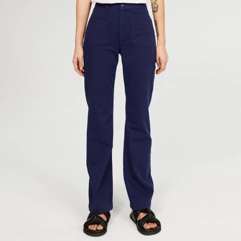 Claudie Pierlot Chinese Blue Cotton Pipa Trousers 