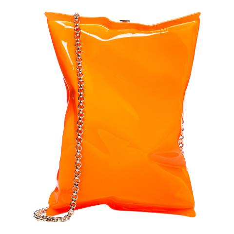 Anya Hindmarch Orange Metallic Crips Packet Clutch
