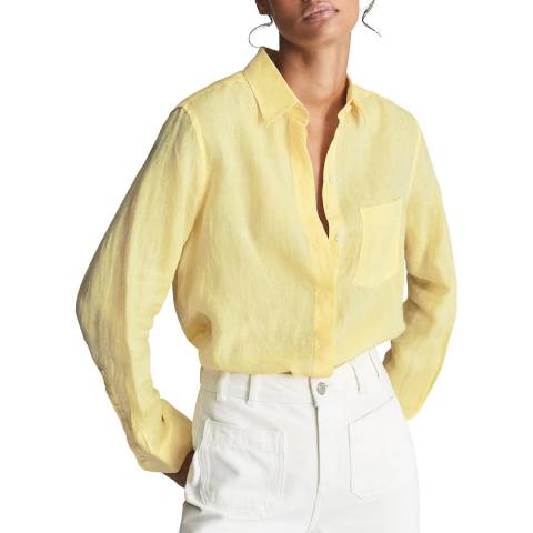 Reiss Yellow Campbell Linen Shirt