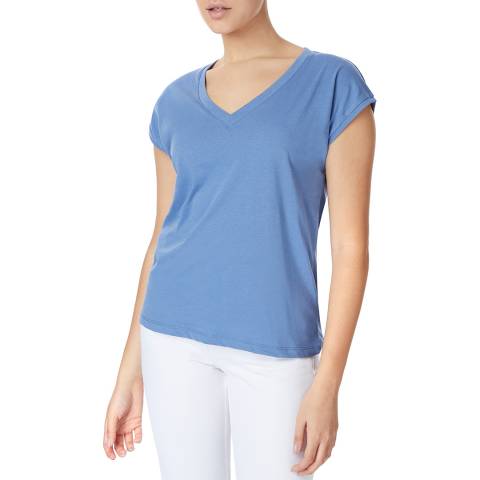 Reiss Blue Malia Cotton Blend T-Shirt