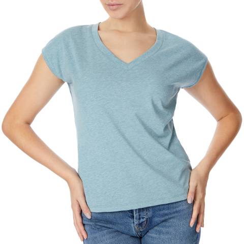 Reiss Light Blue Malia Cotton Blend T-Shirt