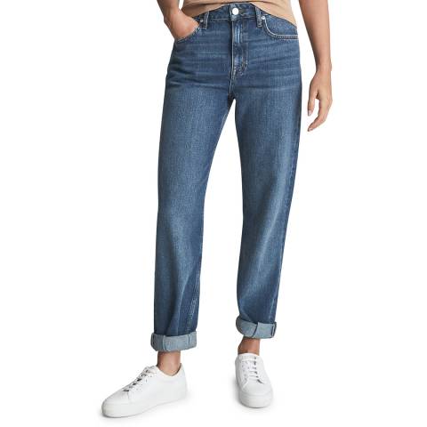 Reiss Mid Blue Adele Relaxed Flared Jeans