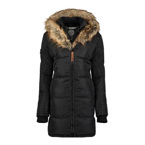 Geographical Norway Black Long Insulated Parka Jacket 