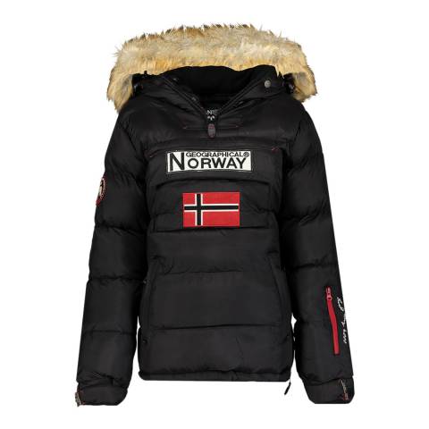 Geographical Norway Black Insulated Hooded Jacket 
