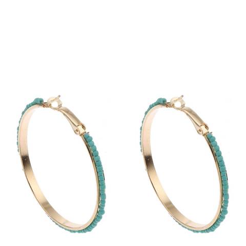 Liv Oliver Turquoise/ Gold Hoop Earrings