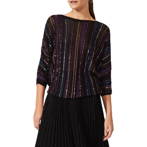 Phase Eight Multi Sally Sequin Striped Top
