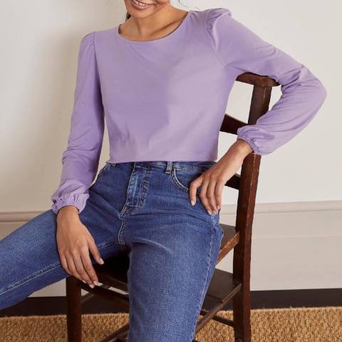Boden Lilac Cotton Blend Long Sleeved Top 